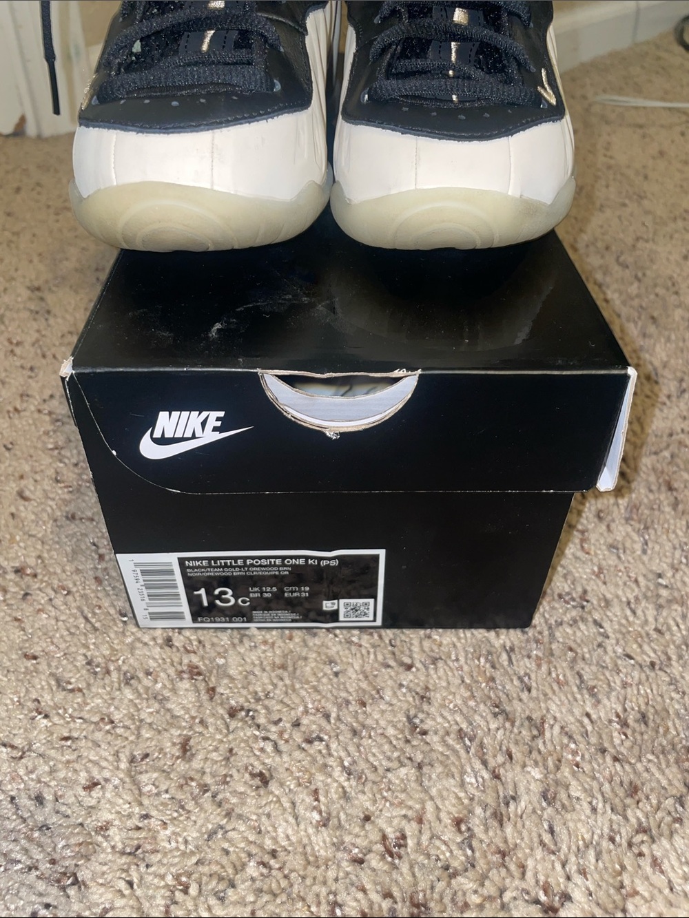 Nike Kids Little Posite One Black and White Sneakers